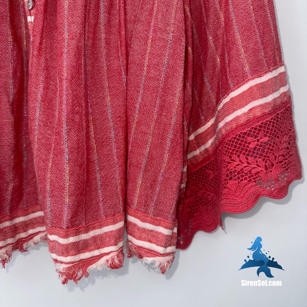 1134 Free People See Saw Top Cropped Blouse - XS - Red - Picture 6 of 16